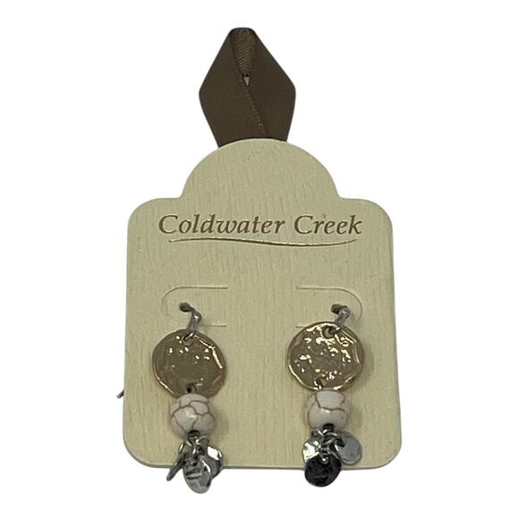 Coldwater Creek Neutral Multi Bead & Charm Dangle Earrings NWT - Picture 1 of 4